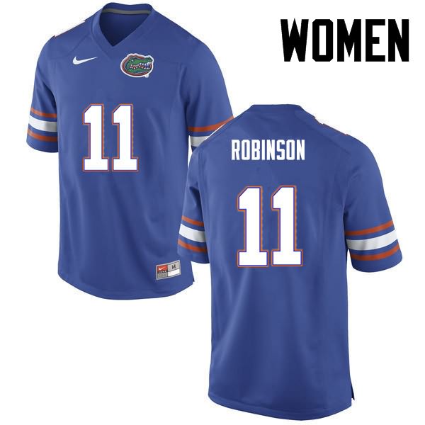 NCAA Florida Gators Demarcus Robinson Women's #11 Nike Blue Stitched Authentic College Football Jersey VFT8364KF